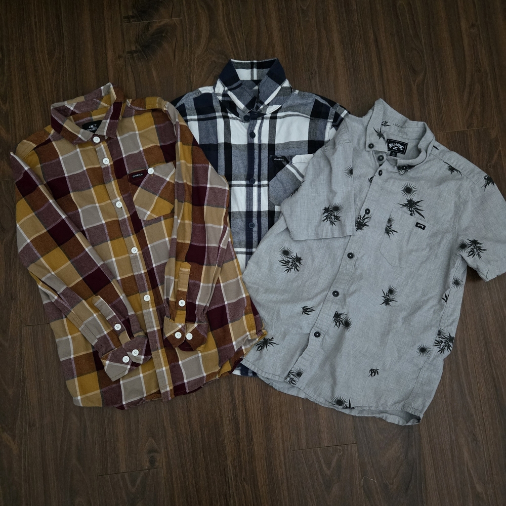 Boys Large Lot Billabong Oneal Button Down Shirt Lot Tops Kids 10-12